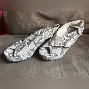 Pedro Garcia Gray Snakeskin Sandals
